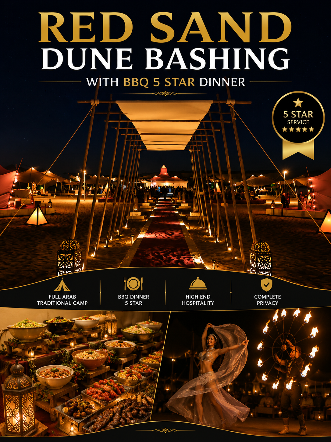 Dubai Red Sand Desert Safari Caravanserai 5 Star Bedouin Camp