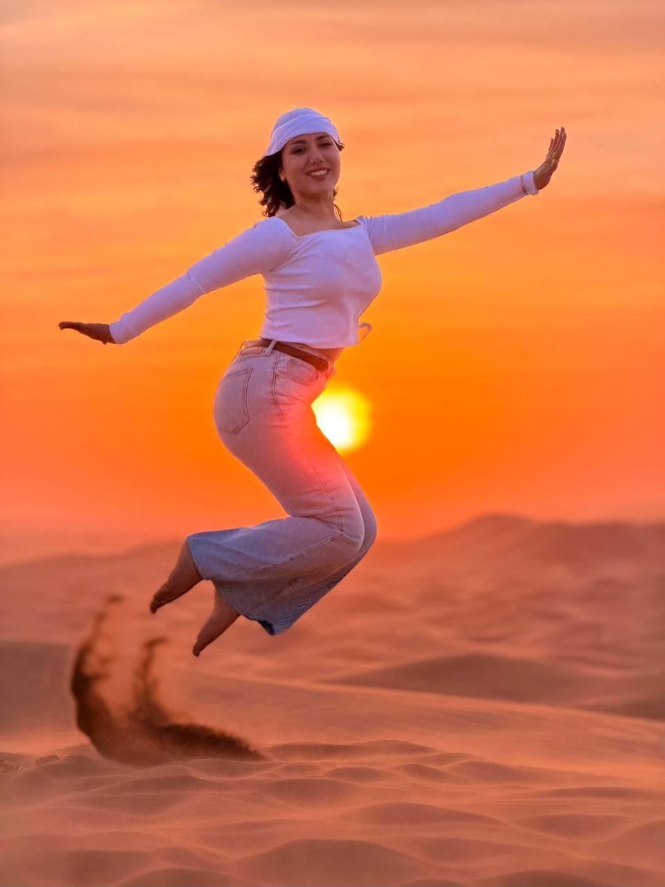 Desert Sunset Jump Photoshoot Red Sands Dubai